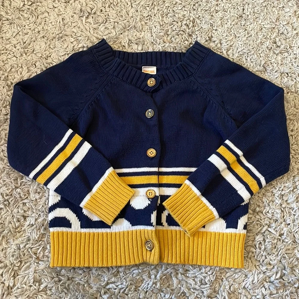 2014 Gymboree “Cape Cod Cutie” Colorblocked Dots Cardigan, Size S(5-6)